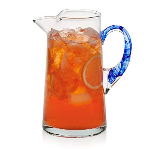 Libbey Cabos BlueHandled Glass Pitcher 90ounce
