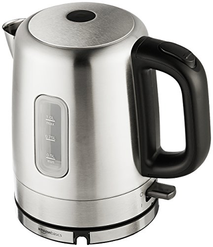 Amazon Basics Stainless Steel Portable Fast Electric Hot Water Kettle for Tea and Coffee  1 Liter GrayBlack