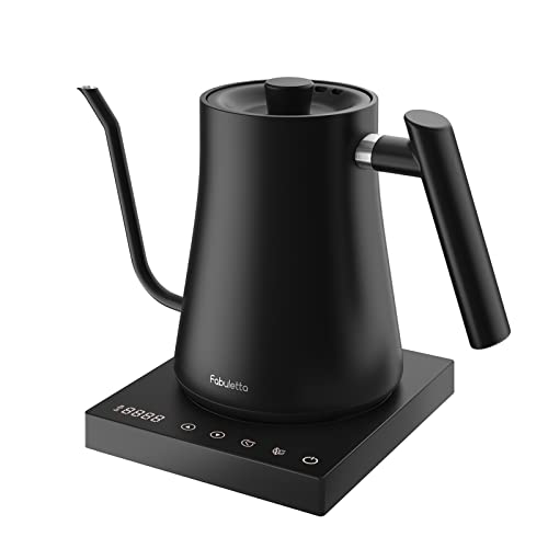 Gooseneck Electric Kettle Fabuletta Electric Kettle Temperature Control 100 Stainless Steel Inner Lid  Bottom Pour Over Coffee Kettle  Tea Kettle 1200W Quick Heating 1L Tea Pot for Family