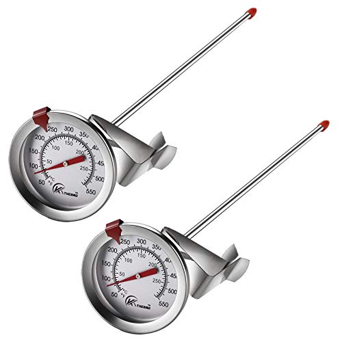 KT THERMO Deep Fry Thermometer With Instant ReadDial Thermometer(2PACK)12 Stainless Steel Stem Meat Cooking ThermometerBest For TurkeyBBQGrill