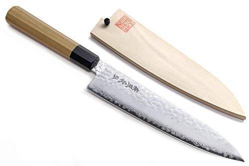 Yoshihiro VG10 46 Layers Hammered Damascus Gyuto Japanese Chefs Knife (Octagonal Ambrosia Handle) (825 (210mm))