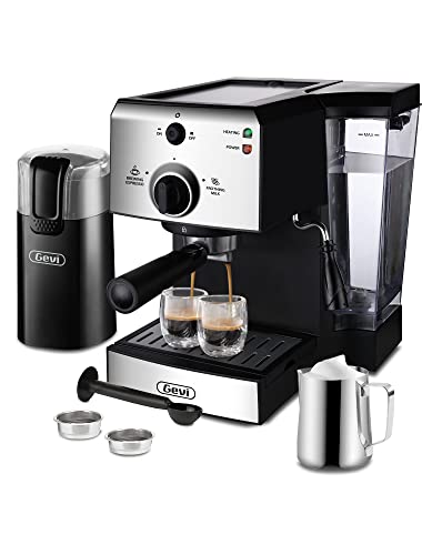 Gevi 15 Bar Espresso Machine Espresso and Cappuccino Machine for Home with Manual Milk Frother Steam Wand 50 oz removable water tank Silver  Stainless 1050W