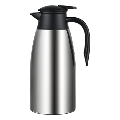 Skyward 68oz Stainless Steel Thermal Coffee CarafeDouble Walled Vacuum Thermos Thermal Pot Flask for Coffee Tea Hot Water Hot Beverage12 Hours Hot 24 Hours Cold