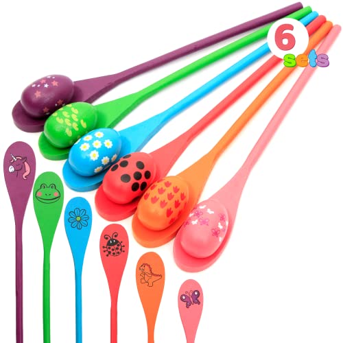 JOYIN 6 Players Carnival Game Egg and Spoon Relay Game for Kids  Adults Holiday Outdoor Yard Easter Egg Hunt Halloween Birthday Party Lawn Games Carnival Games