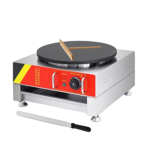 16 Electric Crepe Maker Pancake Making Machine Round Crepe Griddle With heating Plate Commerical (Silver(110V))