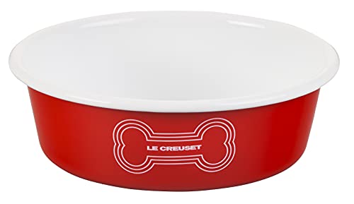 Le Creuset Enamel on Steel Medium Dog Bowl 4 Cups Red
