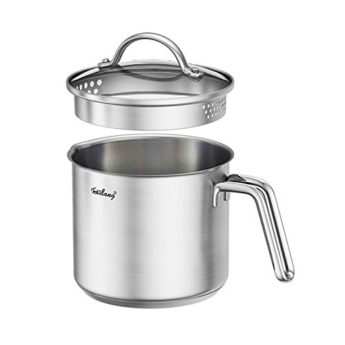 15 Quart Stainless Steel Saucepan With Pour Spout Saucepan With Lid Mini Milk Pan With Spout  Perfect For Boiling Milk Sauce Gravies Pasta Noodles