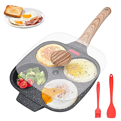 Egg Frying Pan Pancake Pan With Lid Nonstick 4 Cups Fried Egg Pan Aluminium Alloy Cooker For Breakfast Suitable For Gas Stove  Induction Cooker