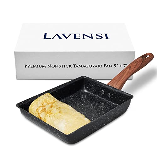 LAVENSI  Japanese Omelette Pan Tamagoyaki Egg Pan with HeatResistant  CookSafe Handle Nonstick Frying Pan Curved Edge ScratchProof Bottom Cooktop Safe 5 x 7 inches