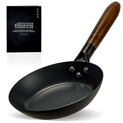 CoatingFree Carbon Steel Pan  Durable 79 Inch Frying Pan  Pans for Cooking Healthy and Delicious Meals  Carbon Steel Pan with Removable HeatResistant Wooden Handle  Easy to Clean Fry Pan