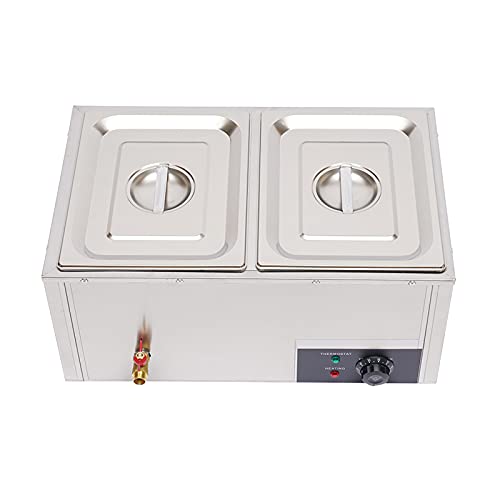 Multifunction Commercial Food Warmer Stainless Steel Bain Marie Buffet Food Warmer Commercial Steam Table Food Warmer (2Pots)