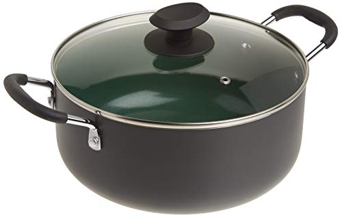 Gibson Home EcoFriendly Hummington Forged Aluminum NonStick Ceramic Cookware with Soft Touch Bakelite Handle 5Quart Dutch Oven Grey and Green