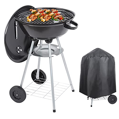 Charcoal Grill 18 inch Barbecue Grill with Waterproof Grill Cover for Outdoor Courtyard Picnic Camping Tailgating BBQ Kettle
