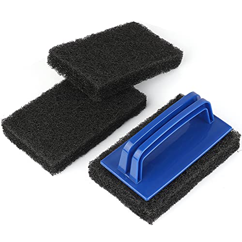 Blackstone Grill Cleaning Kit Heavy Duty Griddle Scrubber Scouring Pad  Handle Griddle Cleaning Brush for Charcoal Gas Grills Cast Iron Cookware Oven Grate Stovetop