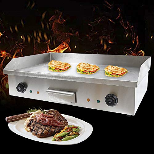 Commercial Electric Griddle 4400W Countertop Flat Top Grill Dual Control Heavy Duty Stainless Steel Teppanyaki Griddle with Adjustable Temp Control 122°F572°F 286x157