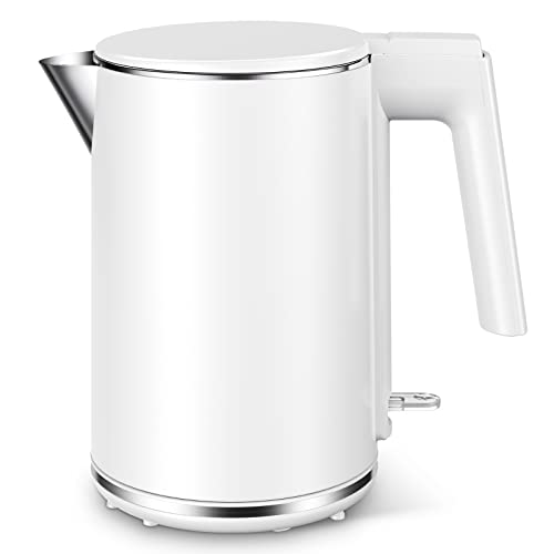 Vecuni Electric Kettle 1L 1500W Fast Heating Double Wall Stainless Steel Interior Electric Tea Kettle with Filter Auto ShutOff  BoilDry Protection BPAFree Countertop Tea Maker Coffee Pot