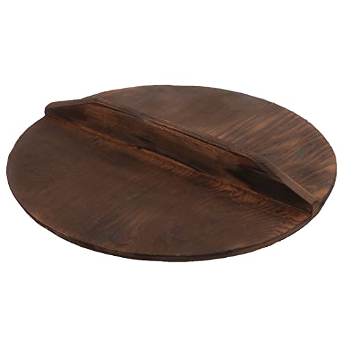 TIKUSAN Wood Wok Lid Cover Made in Japan Wooden Lid Kitchen Tool for Cooking Cast Iron Wok Pot Cover (87(22cm))