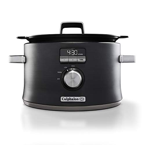 Calphalon Slow Cooker with Digital Timer and Programmable Controls 53 Quarts Stainless Steel