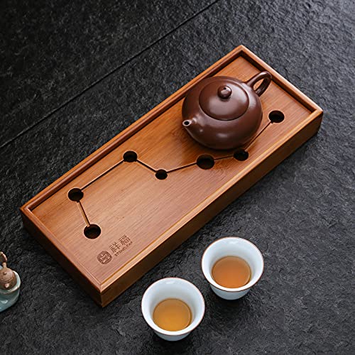 JIKUGO Seven Stars Bamboo Tea Tray  Tea Tray GongfuChinese Tea SetBamboo JapaneseChinese Gongfu Tea Table ServingWater Storage Bamboo Tea Table
