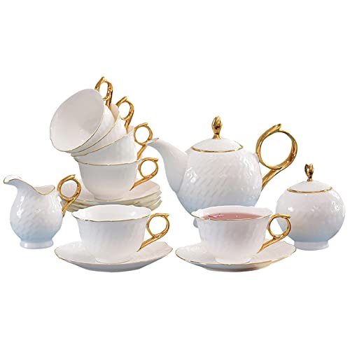 ACMLIFE Bone China Tea Sets21Piece Porcelain Tea Service Set for 6 White Tea Cup Set with Teapot Sugar Bowl Creamer Pitcher Tea Party Sets for Women  Gift