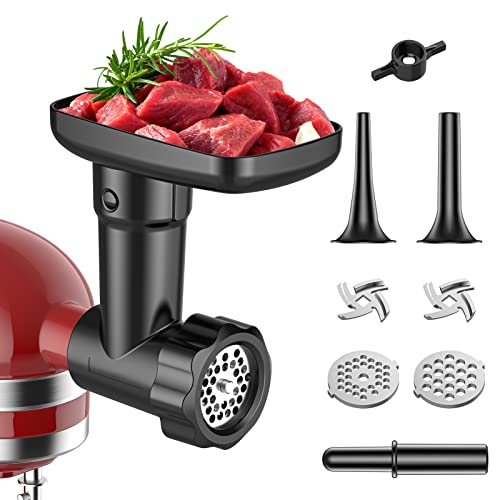 Meat Grinder Kitchenaid Food Grinder kitchen aid meat grinder attachment for kitchenaid stand mixer Including 2 Grind Plates 2 Sausage Stuffer Tubes 2 Grinding Blades and Cleaning Brush by Cofun