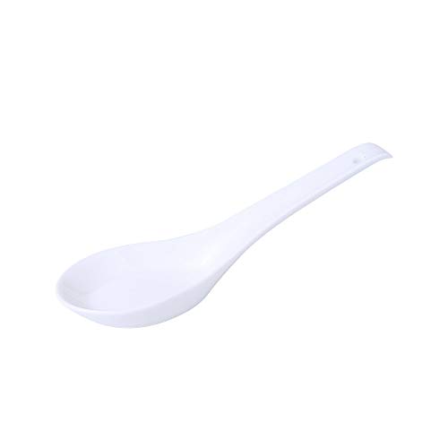 ChinChin JL 65Inch Porcelain Asian Soup Spoons Appetizer Spoon for Sushi Wonton Soba Rice Pho Ramen Noodle set of 4 White