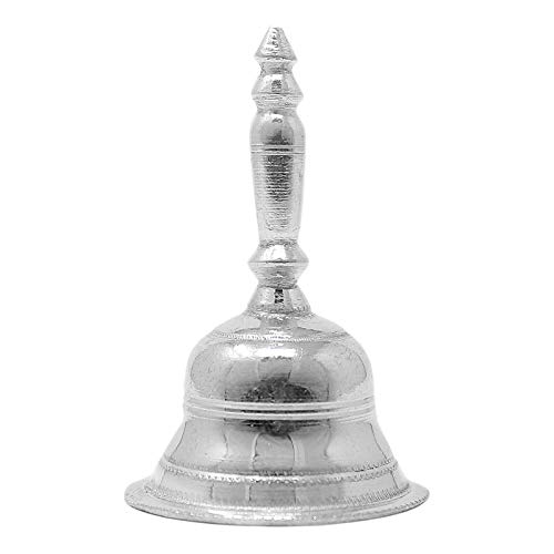 PRD CARATCAFE Indian Sterling Silver Hand held BellGhanti for Diwali ElderlyKitchenDining Call BellReception Area (2 inch 925 Silver)