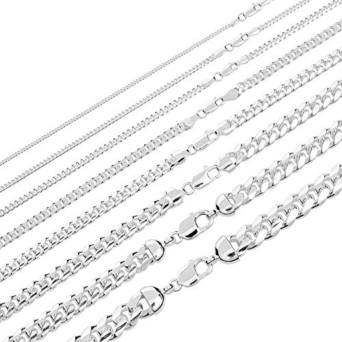 Solid 925 Sterling Silver Miami Cuban Link Chain  212mm 1830 Great Mens Or Ladies Heavy Necklace For Pendants  Italy Made (22 35mm)
