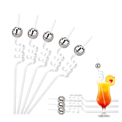 12 Pack Disco Ball Straws Disco Party Decorations Bachelorette Straws Reusable Plastic Straws Suitable for Disco Party Home Bar Karaoke Birthday Party Wedding Christmas Decorate