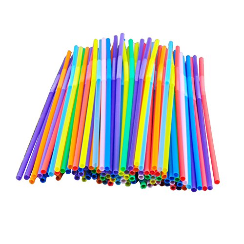 Colorful Extra Long Flexible Bendy Party Disposabl Drinking Straws 100 Pieces