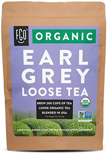 Organic Earl Grey Loose Leaf Tea  Brew 200 Cups  Blended in USA  16oz453g Resealable Kraft Bag  by FGO