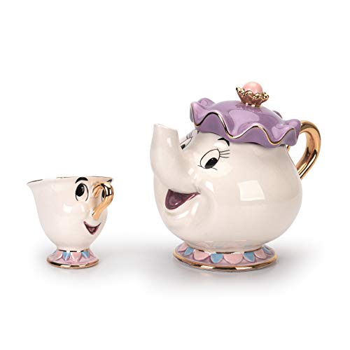 Cartoon New Beauty And The Beast Teapot Mug Mrs Potts Chip Tea Pot Cup One Set Lovely  Cup set Teapot Mug