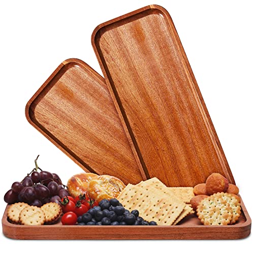 HOMKULA Wood Serving Tray  Acacia Wooden Serving Platter Rectangular Charcuterie Boards for Decor Food Cheese Appetizer Fruit Vegetable Party 14x55 3 Pack