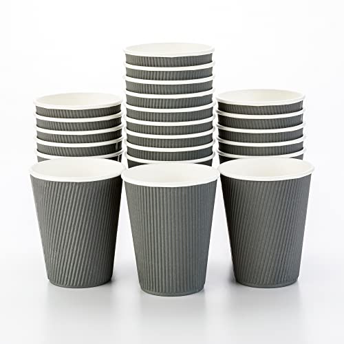 500CT Disposable Gray 12OZ Hot Beverage Cups with Ripple Wall Design No Need for Sleeves  Perfect for Cafes  EcoFriendly Recyclable Paper  Insulated  Wholesale Takeout Coffee Cup