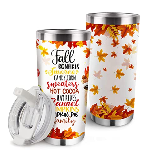 Paayna 20 oz Fall Maple Leaf Pumpkin Insulated Vacuum Tumbler with Lid Straw Stainless Steel Double Wall Cup Autumn Coffee Travel Mug Birthday Gifts for Women Girls