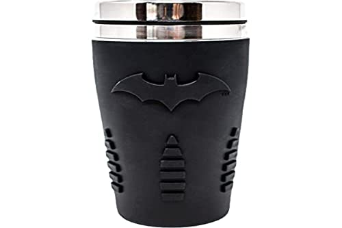 Paladone PP4380BM Batman Travel Mug  Reuseable Commuter Cup Coffee  Tea Flask  Easy Clean  Double Walled Insulation  450ML Capacity  Spill Proof Black 9 x 9 x 18 cm