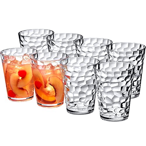 Amazing Abby  Iceberg  16Ounce Plastic Tumblers (Set of 8) Plastic Drinking Glasses AllClear HighBalls Reusable Plastic Cups Stackable BPAFree ShatterProof DishwasherSafe