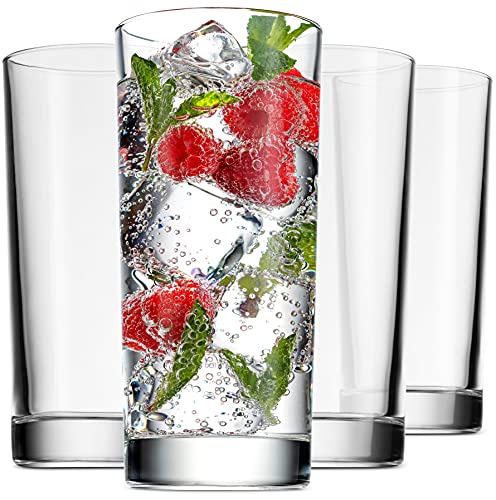 Godinger Highball Drinking Glasses Italian Made Tall Glass Cups Water Glasses Cocktail Glasses  Made In Italy 14oz Set of 4
