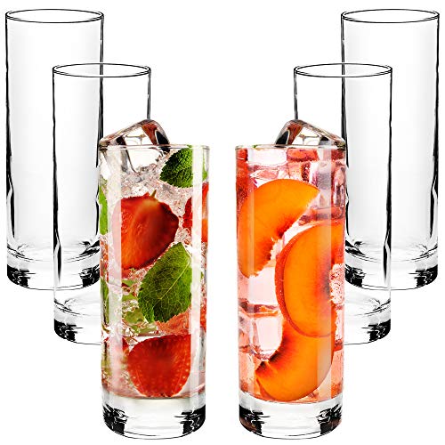 Highball Glasses with Heavy Base Clear Drinking Glasses Set for Water Juice Cocktails Wine Beer and Whiskey 12 14 Ounce Set of 6