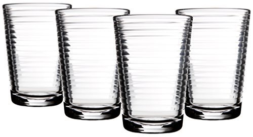 Heavy Base Ribbed Durable Drinking Glasses  Set of 4  7 Oz Juice Glasses
