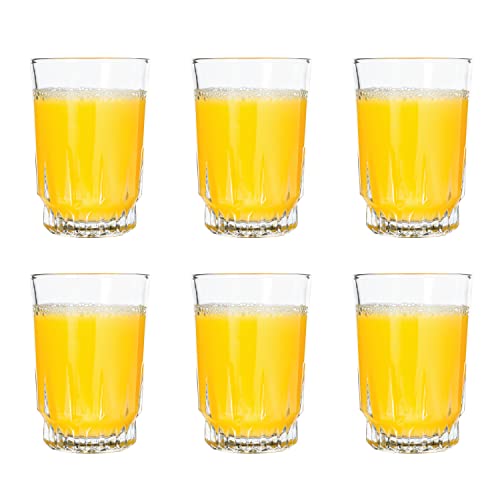 Vikko 5 Ounce Juice GlassesHeavy Base SMALL Glassware for Drinking Orange Juice Water Perfect Cup for Children Tasting and Small Portions Old Fashioned Set of 6 Crystal Clear Glass Tumblers