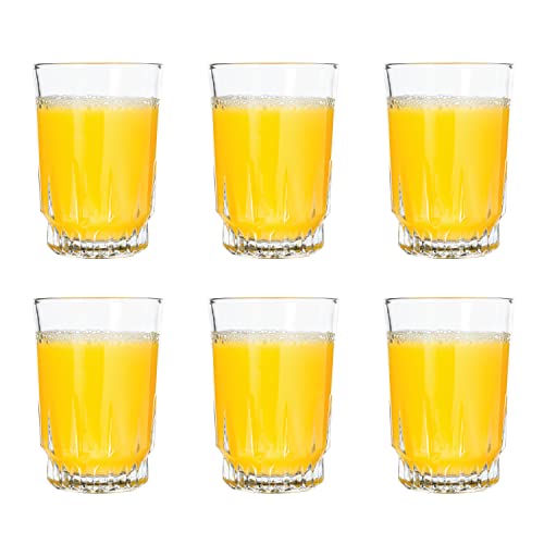 Vikko 5 Ounce Juice GlassesHeavy Base SMALL Glassware for Drinking Orange Juice Water Perfect Cup for Children Tasting and Small Portions Old Fashioned Set of 6 Crystal Clear Glass Tumblers