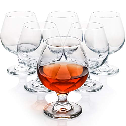Brandy Snifters Glass Set of 6 12 oz Classic Stemmed Cognac Glasses Glass Snifters Set Perfect for Scotch  Bourbon Short Beer Tasting Glasses