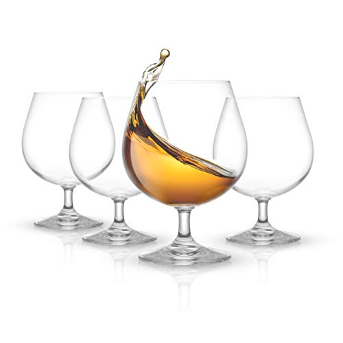 JoyJolt Brandy Glasses  Cask Collection Set of 4 Cognac Glasses  135Oz Crystal Snifter Set  Premium Quality Craftsmanship  UltraElegant Design  Perfect Size for Brandy Cognac  Made in Europe