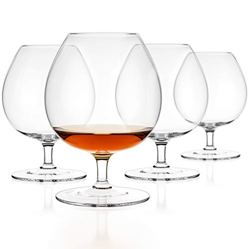 Luxbe  Brandy  Cognac Crystal Glasses Snifter Set of 4  Large Handcrafted  100 LeadFree Crystal Glass  Great for Spirits Drinks  Bourbon  Wine  255ounce