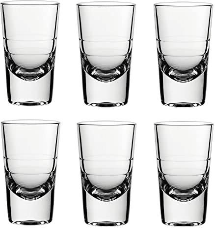 Fifth Avenue Crystal Shot Glasses  Set of 6 Shot Glasses for Liquor  Spirits 38 Ounces Clear  Bar Drinkware Gift Set for Men  Women Wedding Favors Groomsmen  21st Birthday  Lille Design