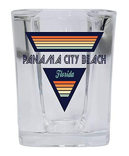 Panama City Beach Florida 2 Ounce Square Base Liquor Shot Glass Retro Design