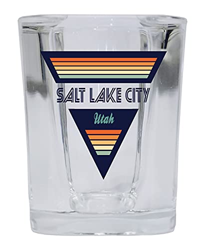 Salt Lake City Utah 2 Ounce Square Base Liquor Shot Glass Retro Design