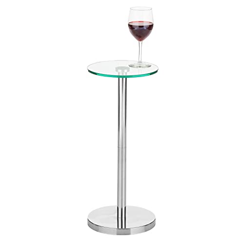 mDesign Glass Top SideEnd Drink Table  Small Modern Round Accent Metal Nightstand Furniture for Living Room Dorm Home Office and Bedroom  9 Round  ClearChrome