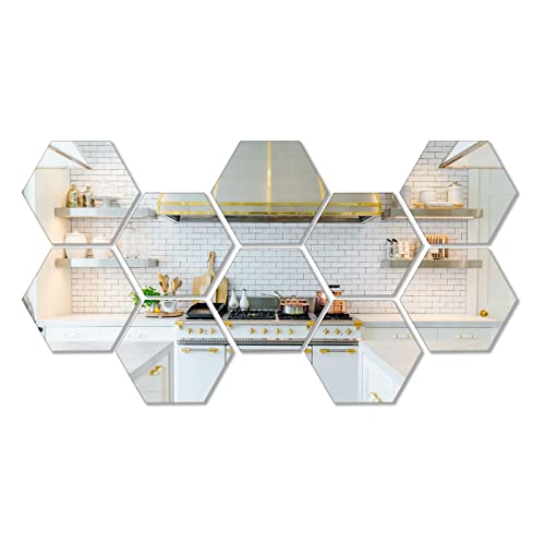 10 Pieces Hexagonal Mirror Wall Mirror Glass Mirror Mirrors Decor for Home Bedroom Living Room